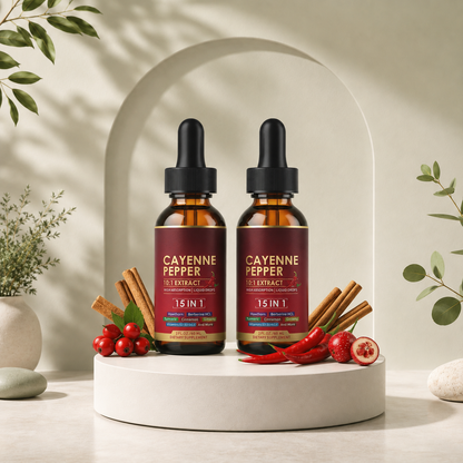 Cayenne Pepper 15-in-1 Herbal Extract Liquid Drops – Daily Energy & Vitality Blend
