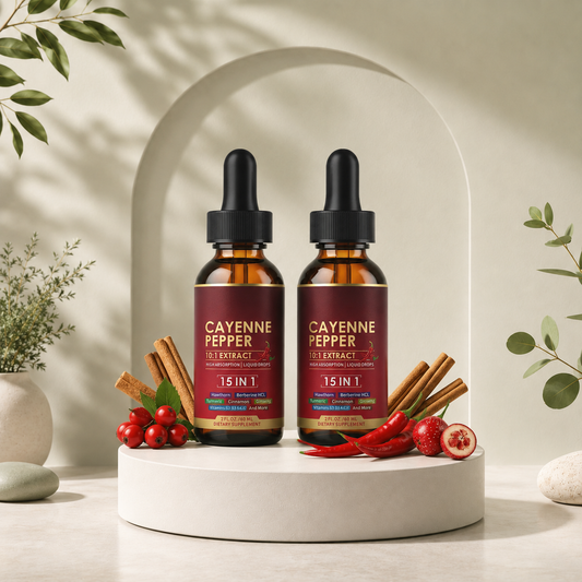 Cayenne Pepper 15-in-1 Herbal Extract Liquid Drops – Daily Energy & Vitality Blend