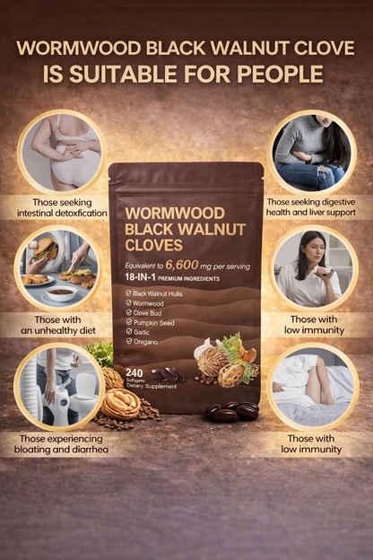 Wormwood Black Walnut Cloves Softgels – 18-in-1 Herbal Blend