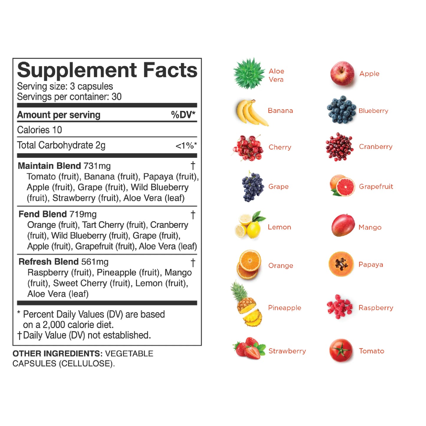 Fruits & Veggies Capsules – Whole Food Daily Greens & Fruits Supplement (90 Capsules)