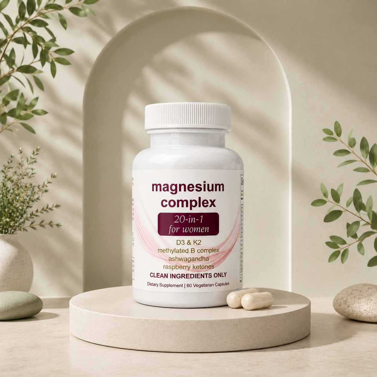 Magnesium Complex for Women – 20-in-1 with D3, K2, B Complex & Ashwagandha