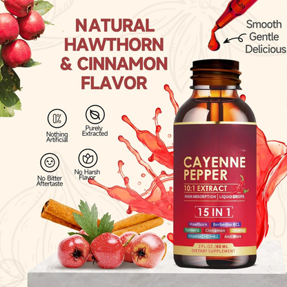 Cayenne Pepper 15-in-1 Herbal Extract Liquid Drops – Daily Energy & Vitality Blend