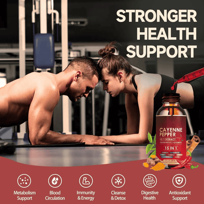 Cayenne Pepper 15-in-1 Herbal Extract Liquid Drops – Daily Energy & Vitality Blend