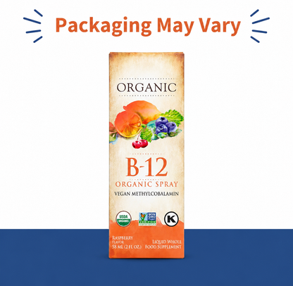Organic B-12 Spray – Vegan Methylcobalamin | Raspberry Flavor | 500 mcg | 58 mL