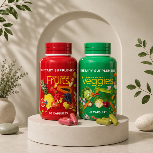 Fruits & Veggies Capsules – Whole Food Daily Greens & Fruits Supplement (90 Capsules)